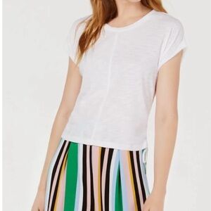 BAR III white rouched side tie T shirt